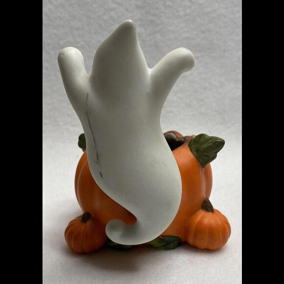 PartyLite Halloween Vintage Orange White Ghost Votive Holder # P7176 Retired - Picture 5 of 6